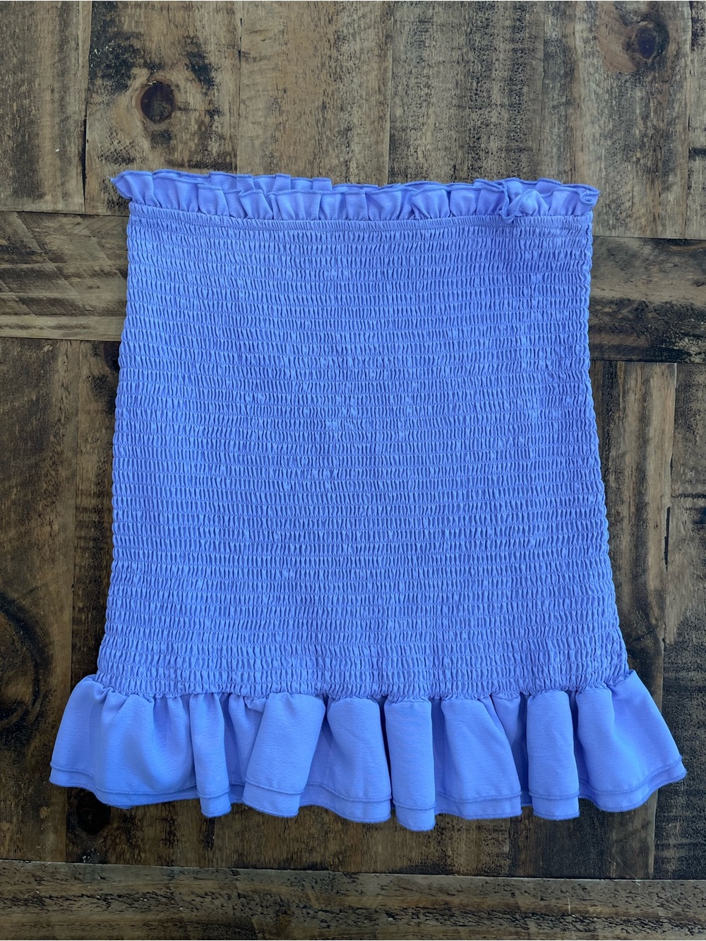Revamped Lavender Smocked Mini Skirt with Ruffle Hem